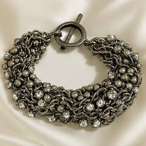 American Eagle Silver-Tone Twisted Crystal Cluster Bracelet – Women's Jewelry